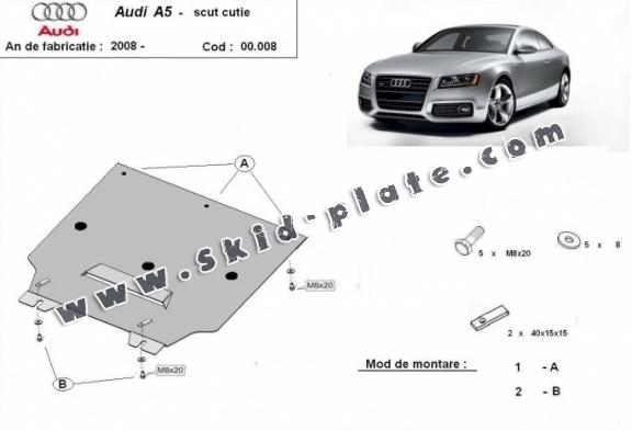 Steel gearbox skid plate for Audi A5