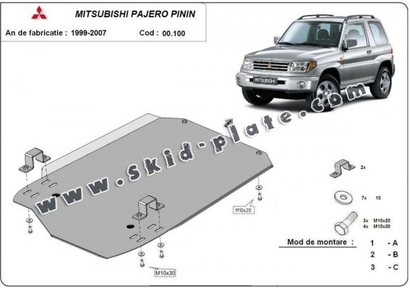 Steel gearbox skid plate for Mitsubishi Pajero Pinin