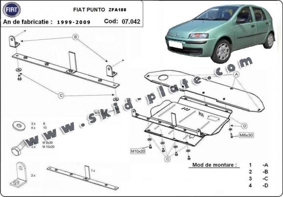 Steel skid plate for Fiat Punto