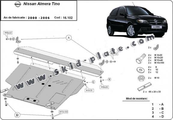 Steel skid plate for Nissan Almera Tino