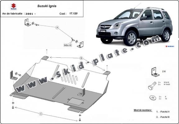 Steel skid plate for the protection of the engine and the gearbox for Suzuki Ignis