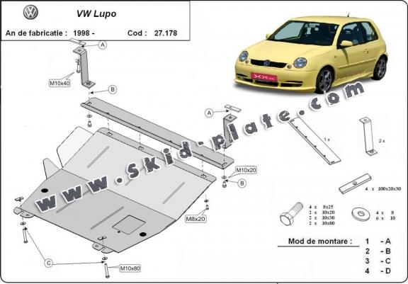 Steel skid plate for VW Lupo