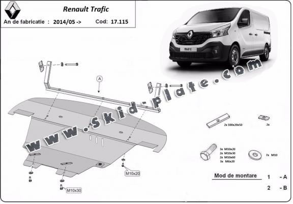 Steel skid plate for Renault Trafic