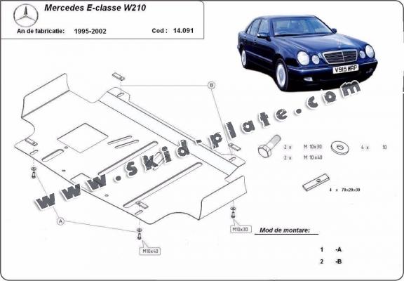 Steel skid plate for Mercedes E-Classe W210