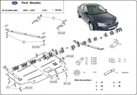 Steel skid plate for Ford Mondeo 3