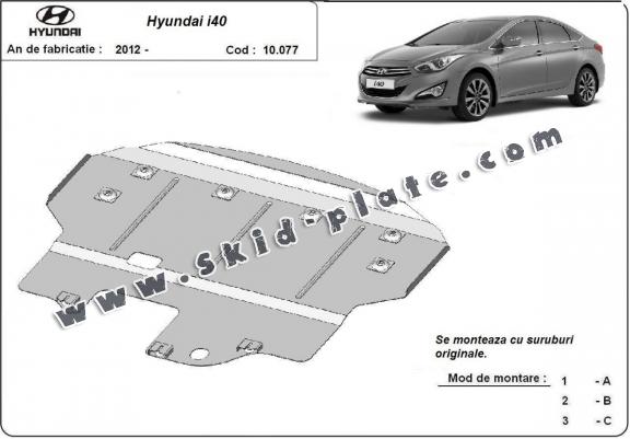 Steel skid plate for the protection of the engine and the gearbox for Hyundai i40