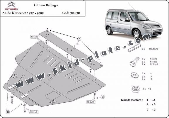 Steel skid plate for Citroen Berlingo