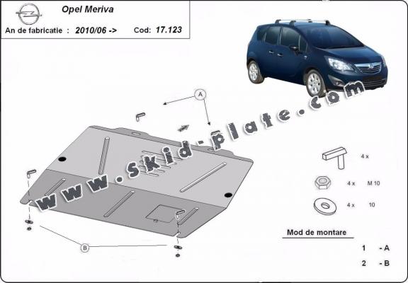 Steel skid plate for Opel Meriva