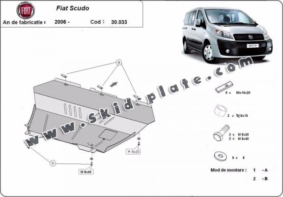 Steel skid plate for the protection of the engine and the gearbox for Fiat Scudo