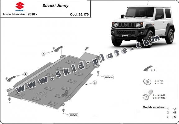 Steel transfer case skid plate for Suzuki Jimny