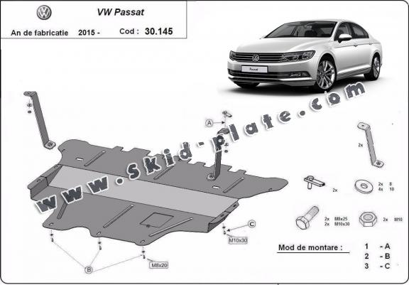 Steel skid plate for VW Passat B8 - manual gearbox