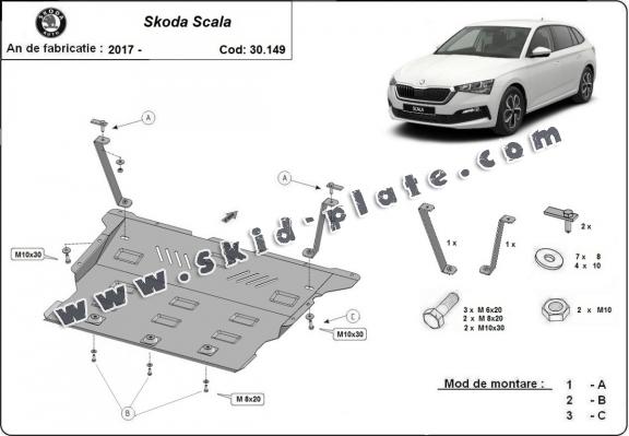 Steel skid plate for Skoda Scala