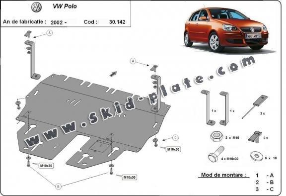 Steel skid plate for VW Polo petrol