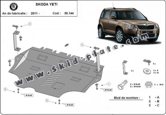 Steel skid plate for Skoda Yeti