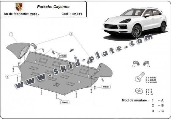 Steel skid plate for Porsche Cayenne