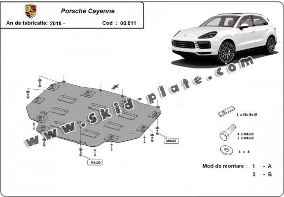 Steel gearbox skid plate for Porsche Cayenne