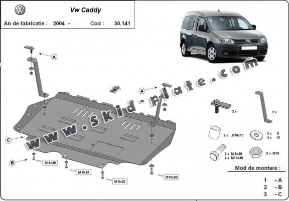 Steel skid plate for VW Caddy