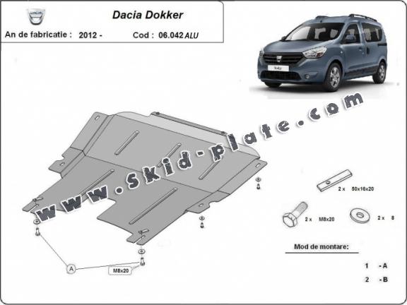 Aluminum skid plate for DACIA DOKKER