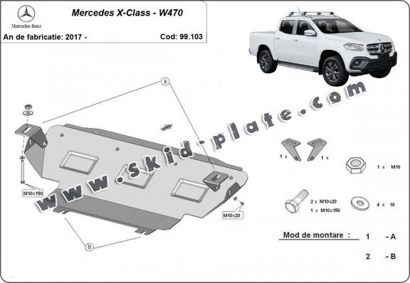 Steel radiator skid plate for Mercedes X-Class