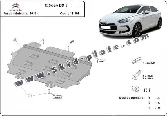 Steel skid plate for Citroen DS5