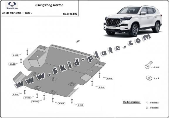 Steel skid plate for SsangYong Rexton