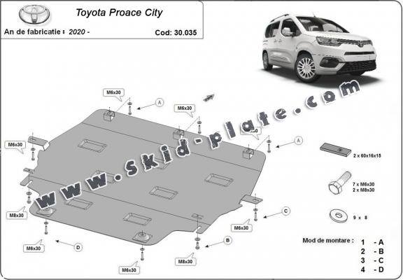 Steel skid plate for Toyota Proace Verso