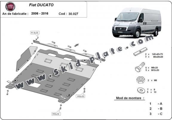 Steel skid plate for Fiat Ducato