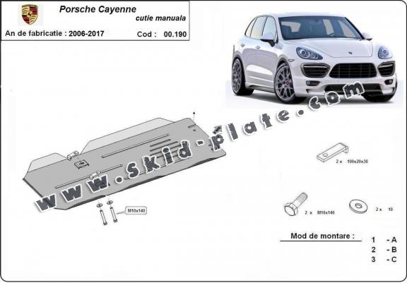 Steel manual gearbox skid plate for Porsche Cayenne