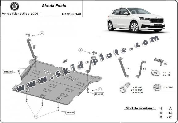 Steel skid plate for Skoda Fabia