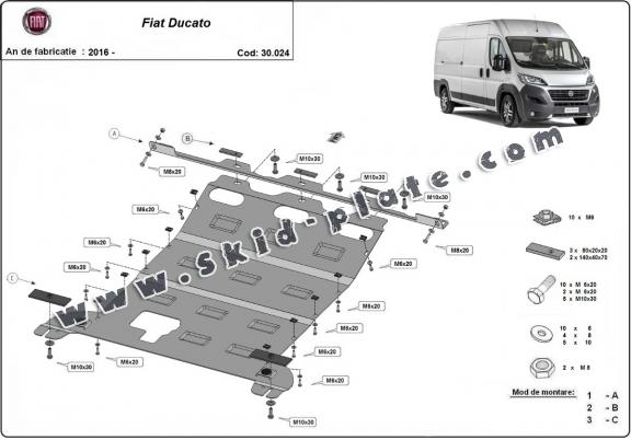 Steel skid plate for Fiat Ducato