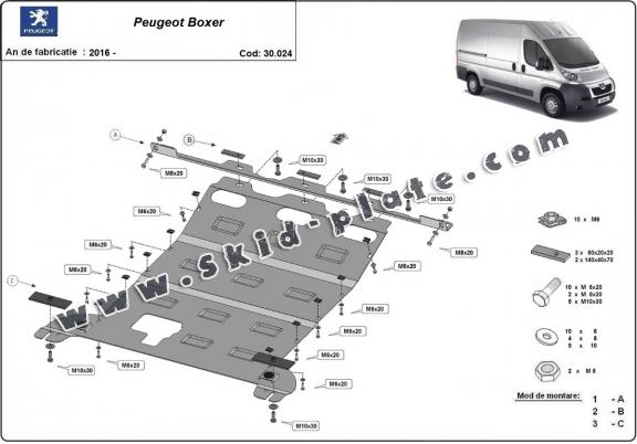 Steel skid plate for Peugeot Boxer