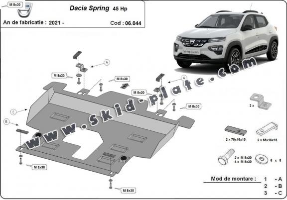 Steel skid plate for Dacia Spring