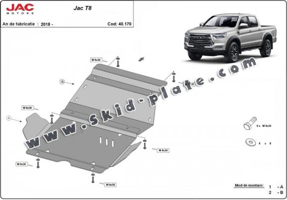 Steel skid plate for Jac T8