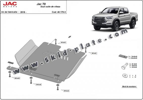 Steel gearbox skid plate for Jac T8