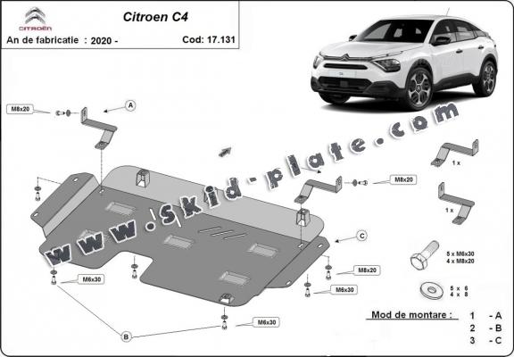 Steel skid plate for Citroen C4