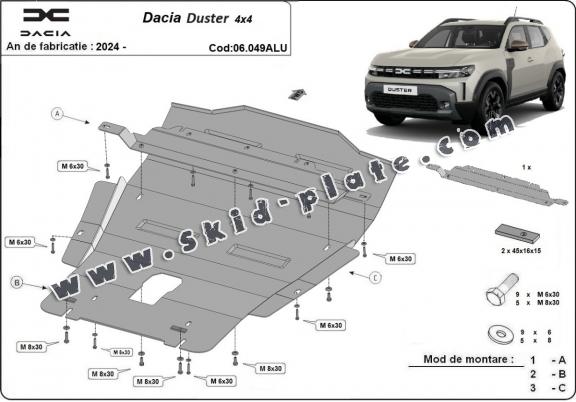 Aluminum skid plate for Dacia Duster- 4x4