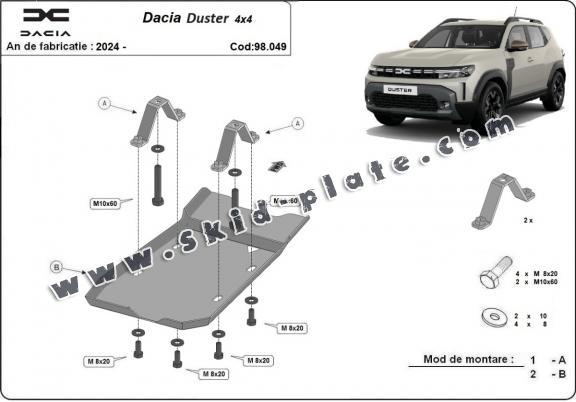 Aluminum diferential skid plate for Dacia Duster 4x4