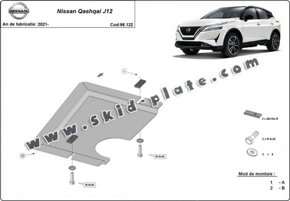 Steel diferential skid plate for Nissan Qashqai J12