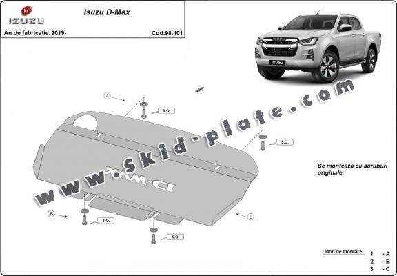 Steel radiator skid plate for Isuzu D-Max