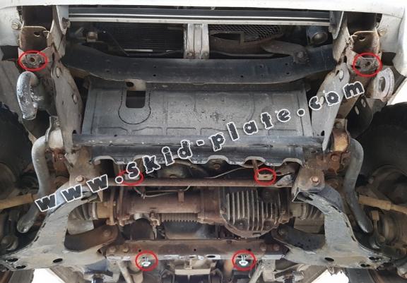 Steel skid plate for the protection of the engine and the radiator for Mitsubishi Pajero 3 (V60, V70)